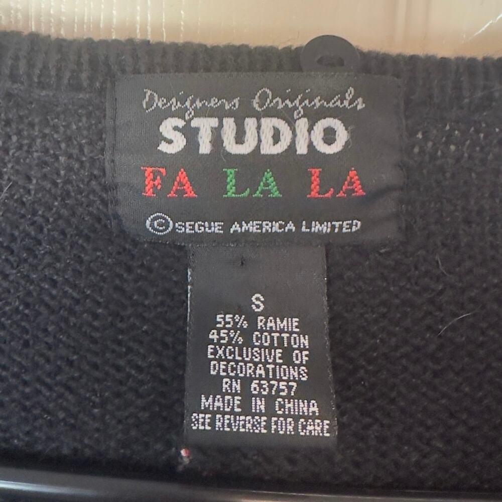 VTG Designers Originals Studio Fa La La Christmas Zip Up Cardigan Sweater Size L - Picture 4 of 13